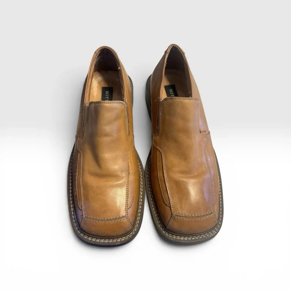 Bottesini Brown Leather Slip On Loafers Italy Men’s 10.5 M Dress Comfort Shoes